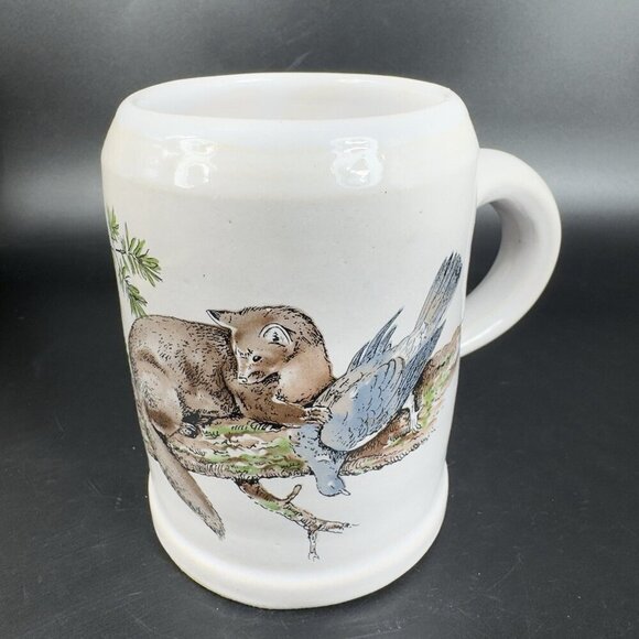 Vintage West Germany Stoneware Pottery Large Coffee Mug Cup Animal Hunting Scene - Picture 9 of 12